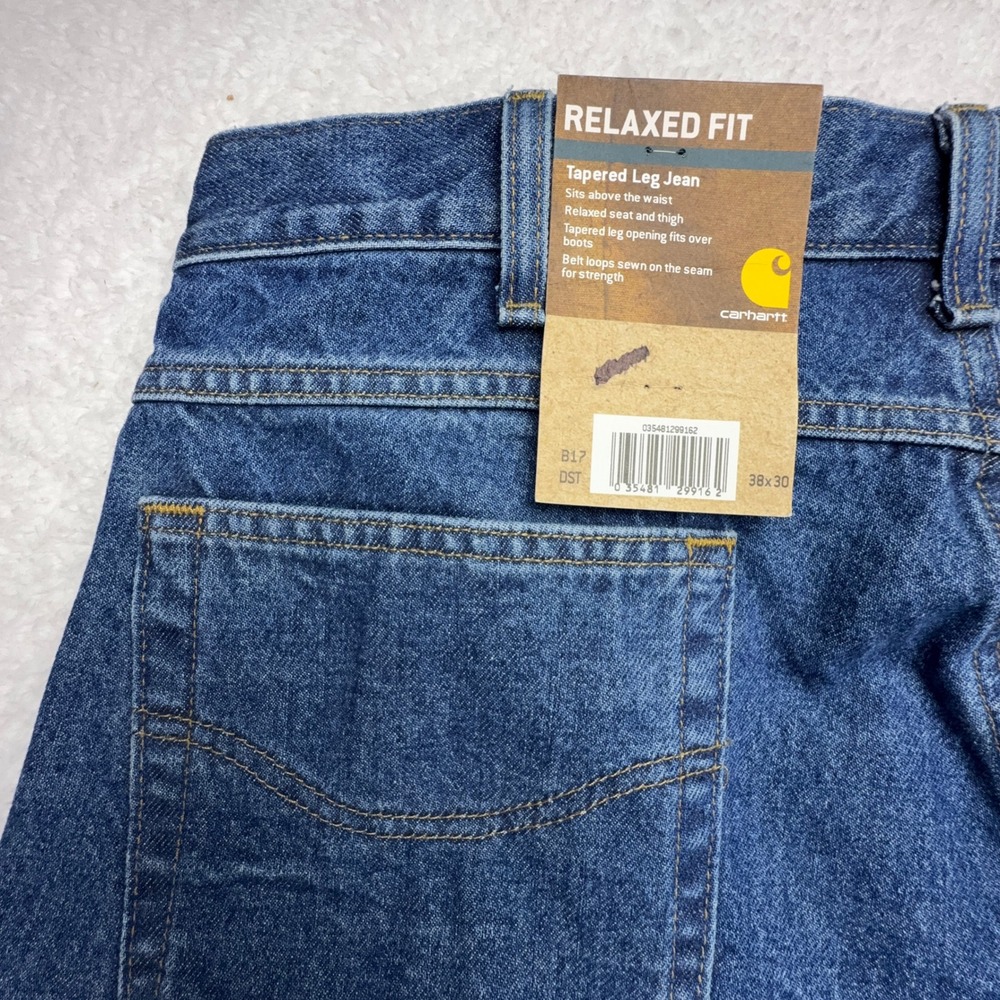 Carhartt Relaxed Fit Tapered Leg Jeans Blue Mens 38x30 B17 DST Darkstone NWT NOS